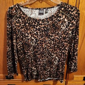 Rafaella Women's Leopard Print Top cotton size large